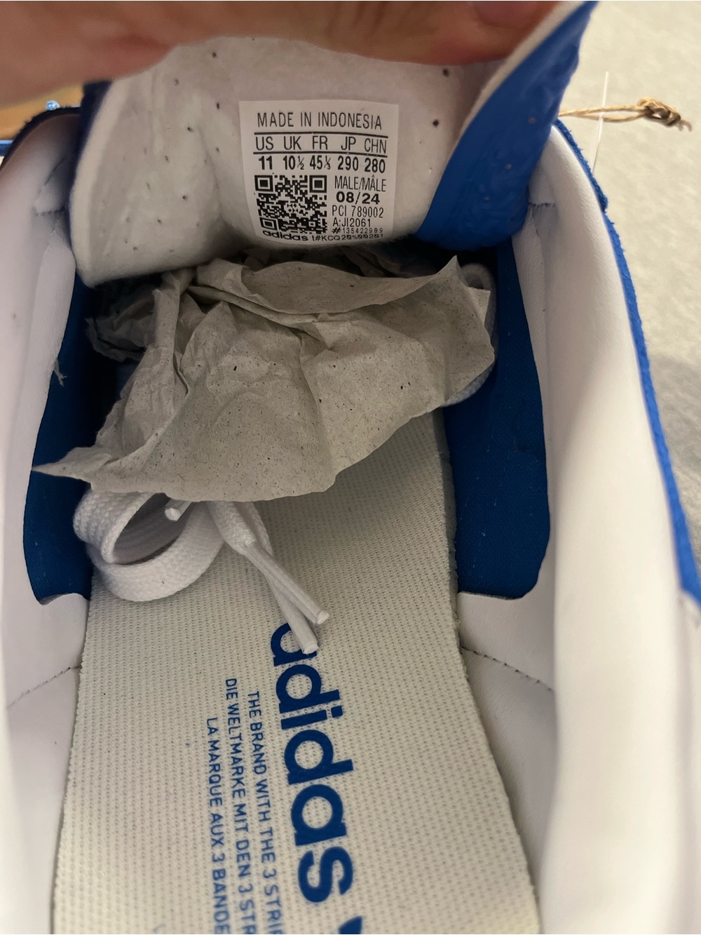 Adidas Originals Gazelle Indoor "Blue Bird" White Gum Men's Shoe Size 11 JI2061 - Picture 10 of 12